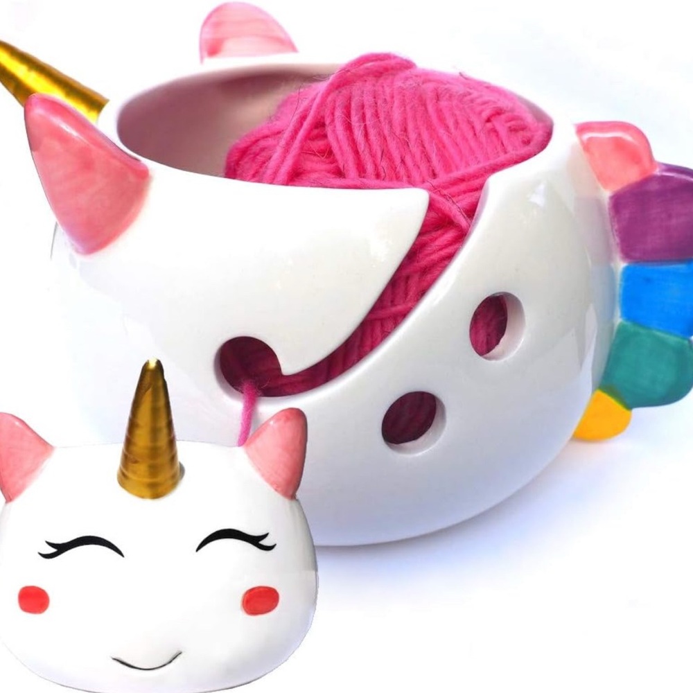 Unicorn Ceramic yarn bowl for knitting New In Box - Picture 4 of 4
